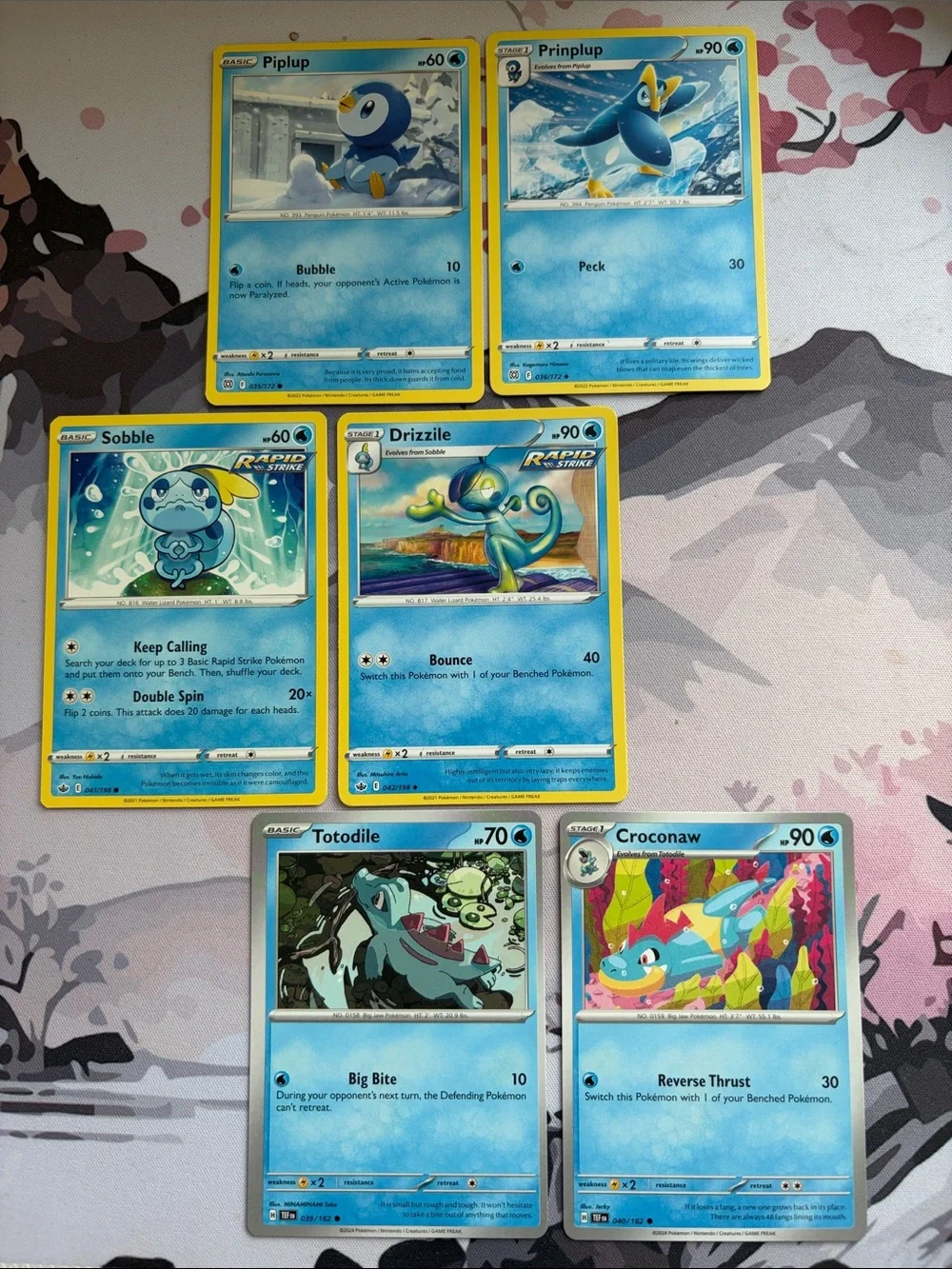 💧 Water Starter Pokémon Card Lot | Piplup Sobble Totodile ✨5/$25✨
